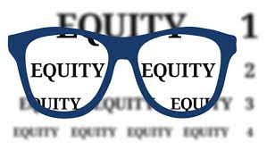 Equity written in a pair of eyeglasses
