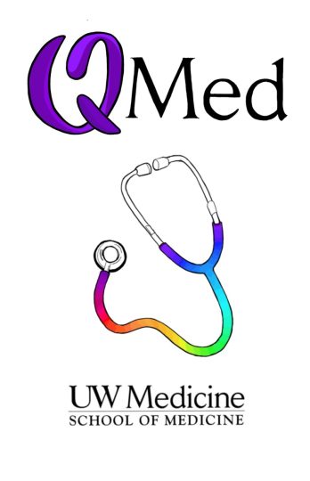 Q Med logo with rainbow stethoscope