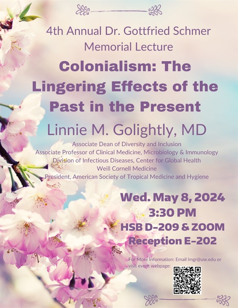 Photo invitation to a lecture called: “Gottfried Schmer Memorial Lecture: Colonialism: The Lingering Effects of the Past in the Present”