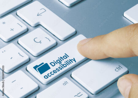 Digital accessibility - photo of a computer keyboard with one key labeled "Digital accessibility" - meant to demonstrate digital accessibility