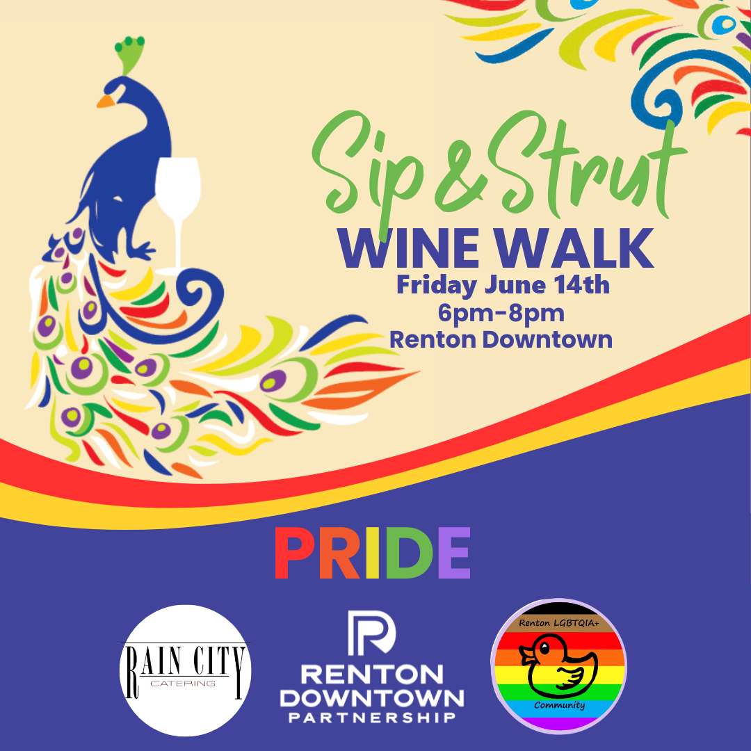 Renton Pride and Sip and Strut event advertisement