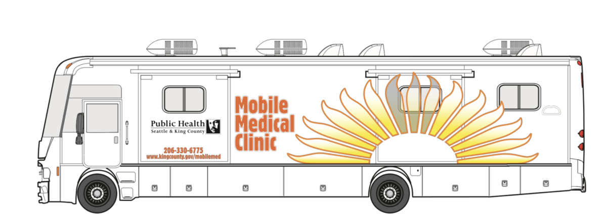 Drawing of the Seattle Mobile Medical Clinic bus