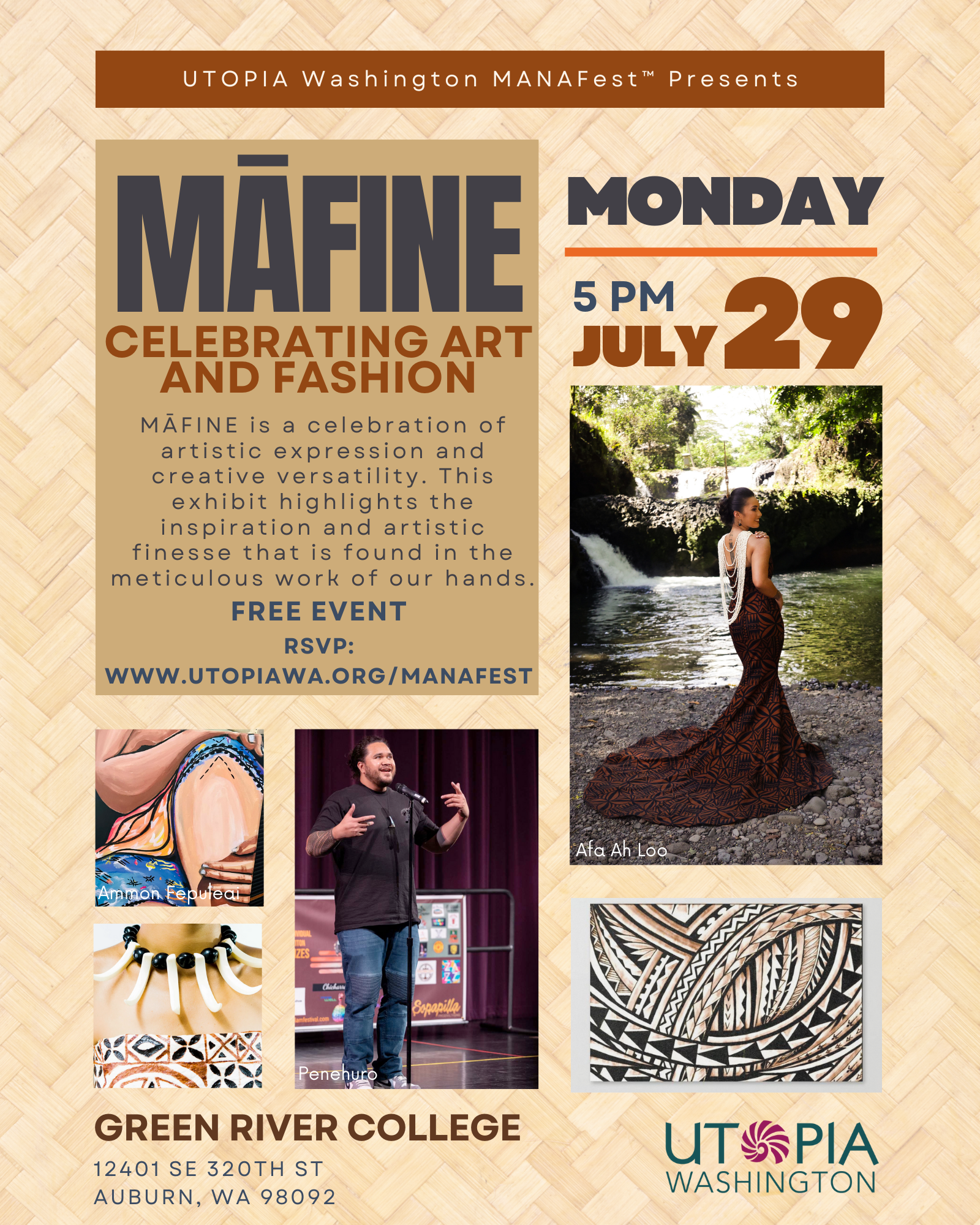 Advertisement for Mafine with photos of art and fashion