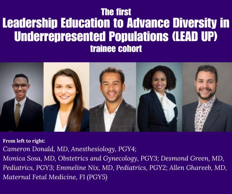 Photo of 5 members of the first Leadership Education to Advance Diversity in Underrepresented Populations (LEAD UP) cohort