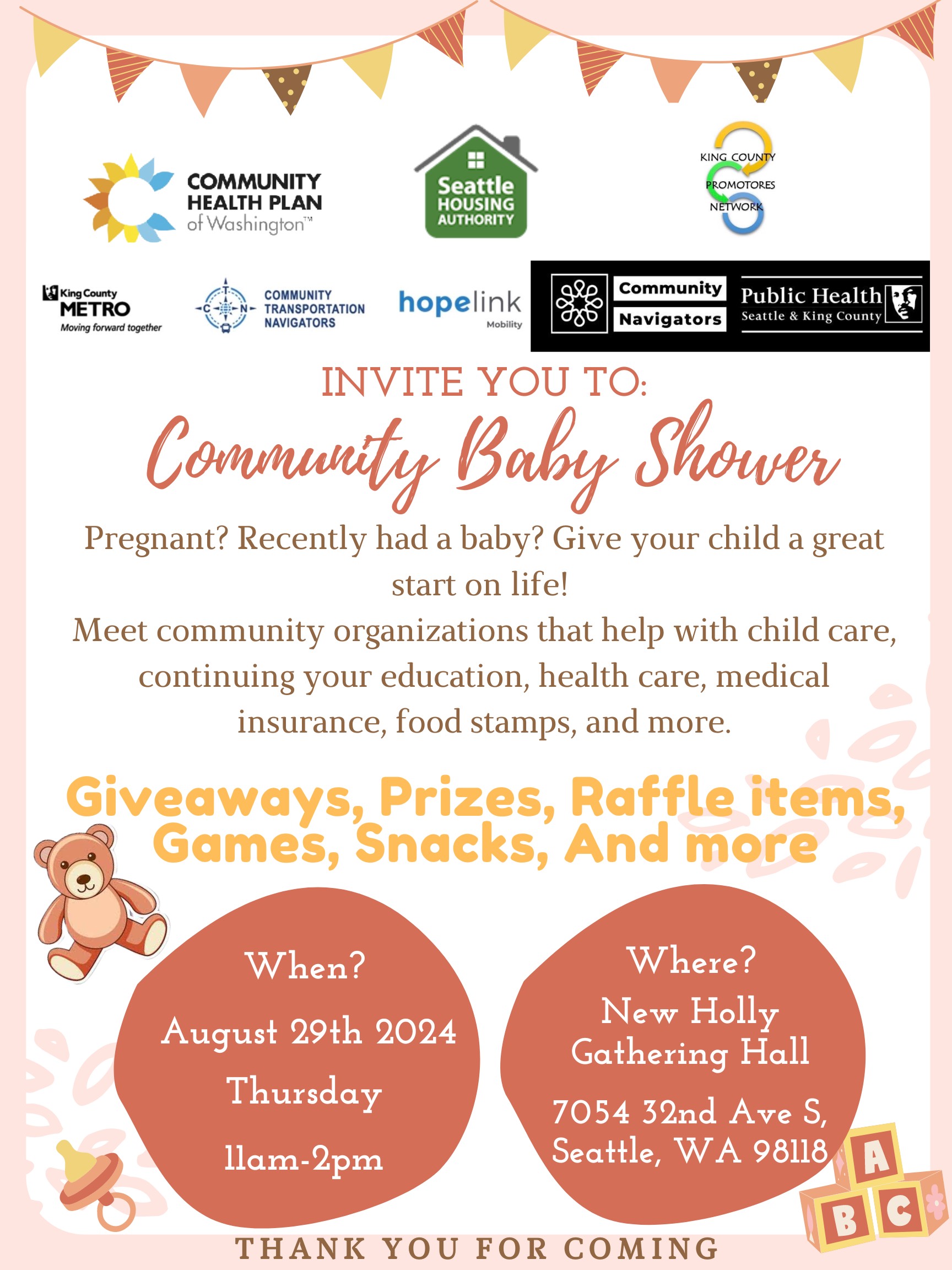 Advertisement for Community Baby Shower