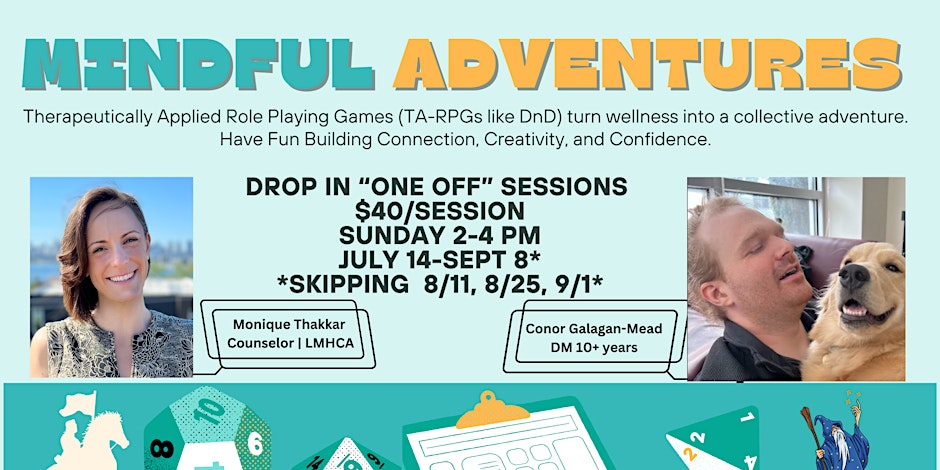 Advertisement for Mindful Adventures Sunday August 17 from 2-4pm