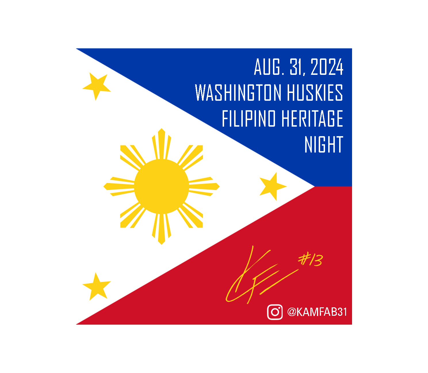 Washington Huskies Filipino Heritage Night - Philippines flag background