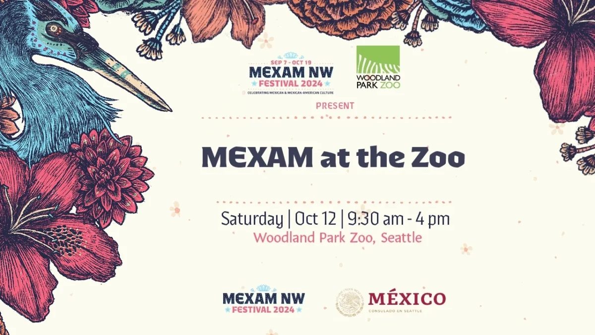 Advertisement for MEXAM at the Zoo. Saturday, Oct. 12 from 9:30am - 4pm at Woodland Park Zoo. 