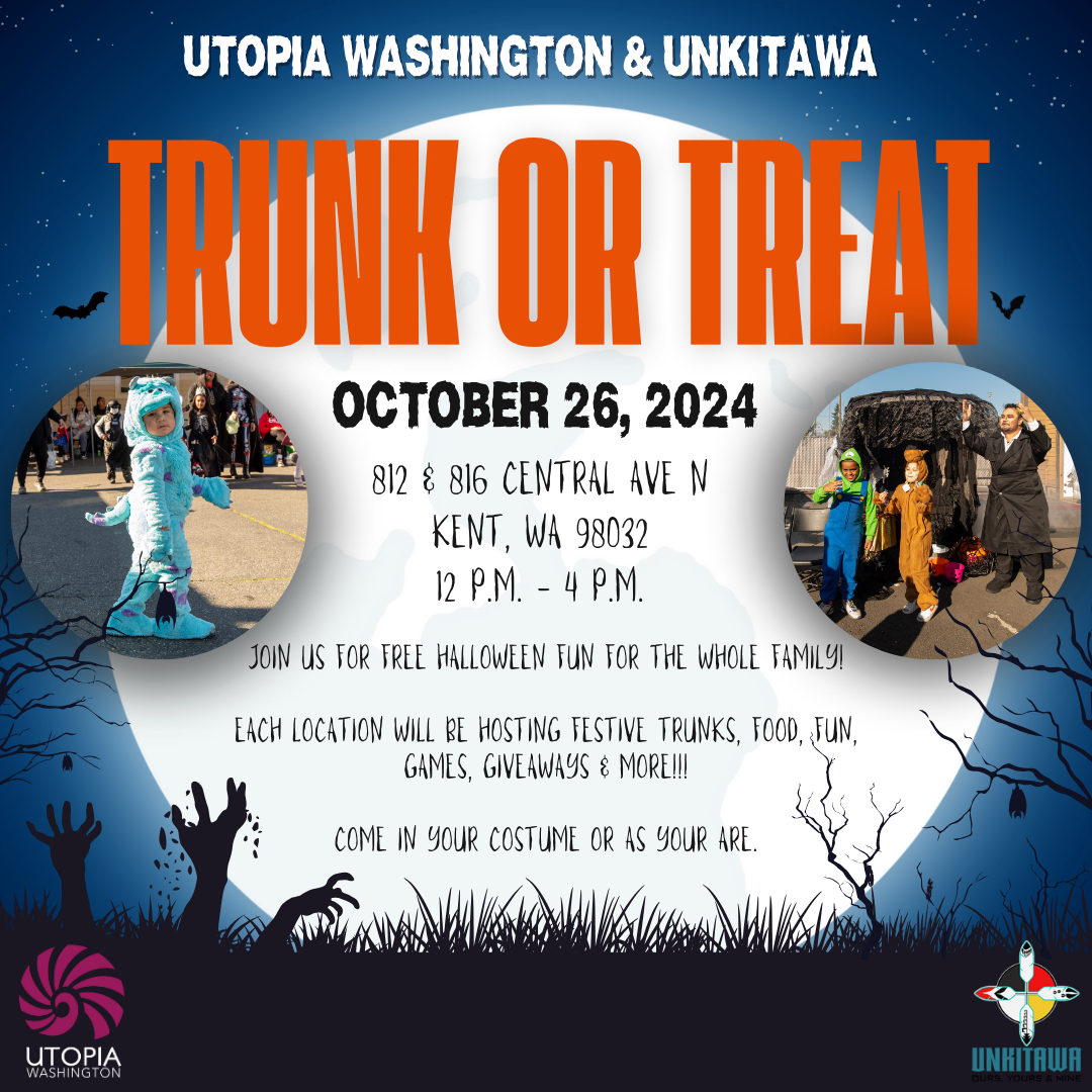 Advertisement for UTOPIA Washington & UNKITAWA Trunk or Treat Event. October 26, 2024