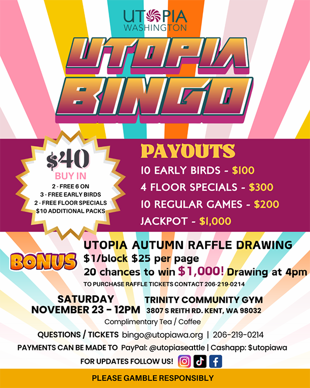 UTOPIA Washington BINGO and Raffle Fundraiser