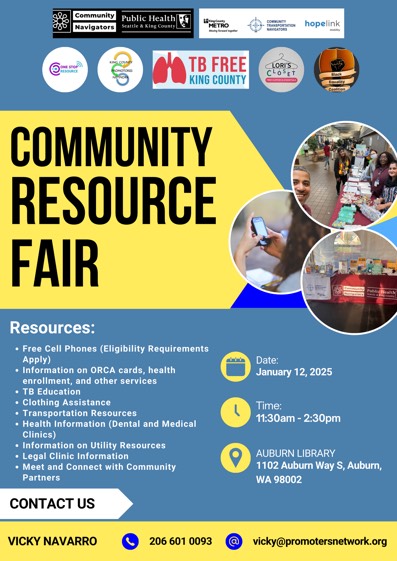 Community Resource Fair at Auburn Library - January 12, 2025 from 11:30am - 2:30pm